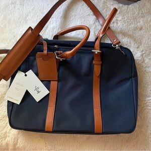Stuart & Lau Navy and Brown Leather Tote